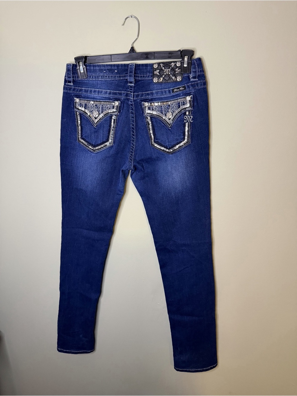 Gorgeous Y2K Miss Me Mid-Rise Easy Skinny Jeans Embellished Pockets 33” Inseam